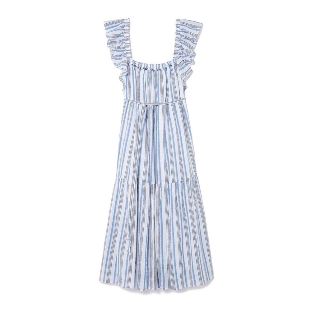 Apiece Apart Women’s Ossetia Striped Tiered MIDI Dress Size 0 Prairie